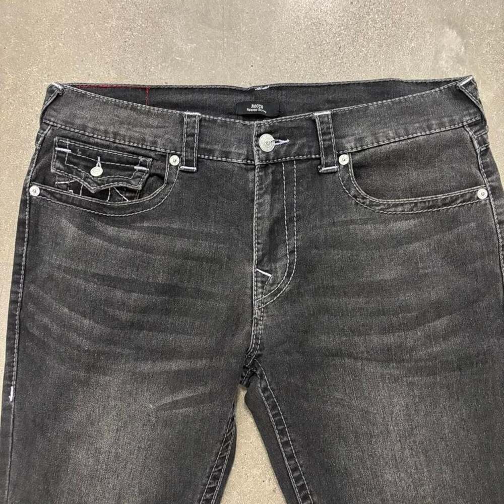 True Religion Rocco Relaxed Skinny Jeans Washed Coal Grey W36